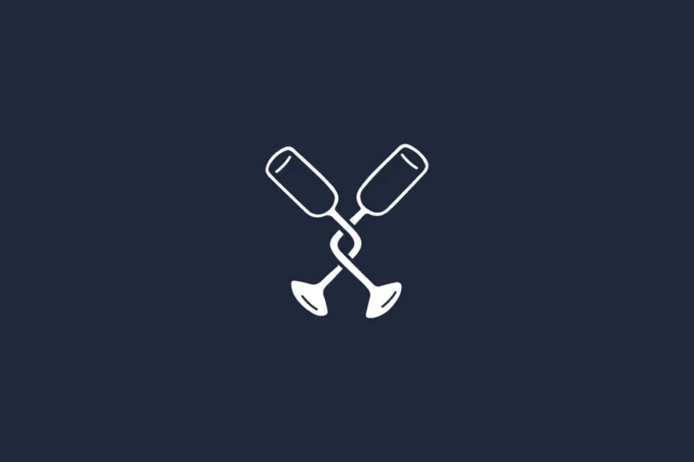 The Mad Ox icon: two crossed glasses with intertwined stems, white line art on dark navy