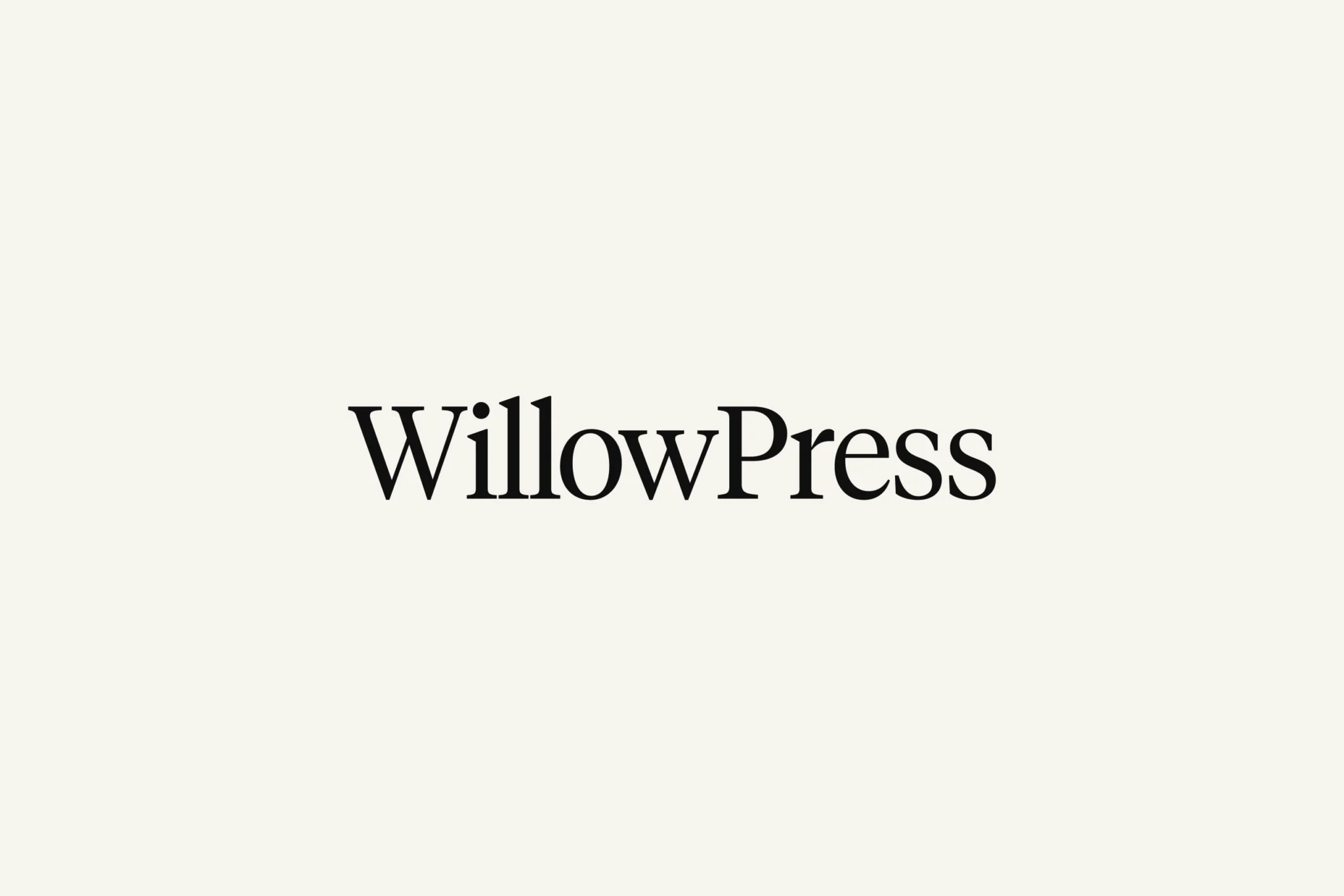 WillowPress serif wordmark in black, centred on a warm off-white background